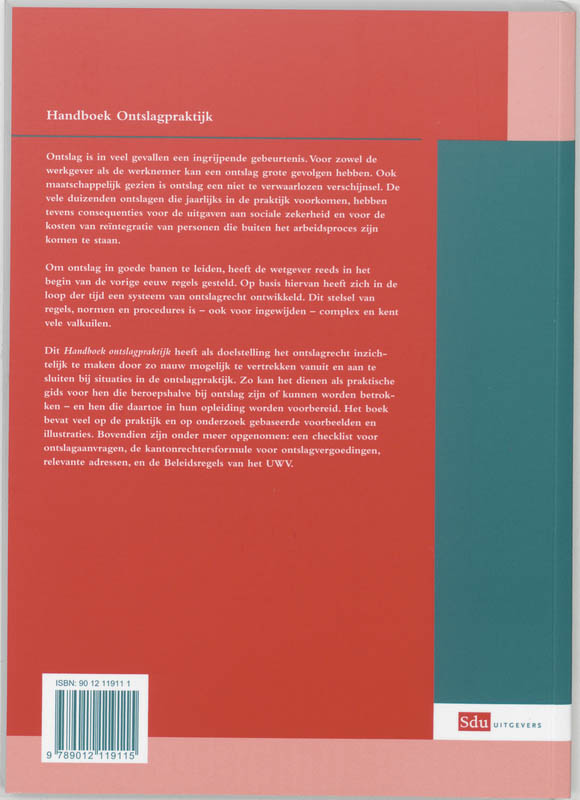 Achterkant van Handboek ontslagpraktijk