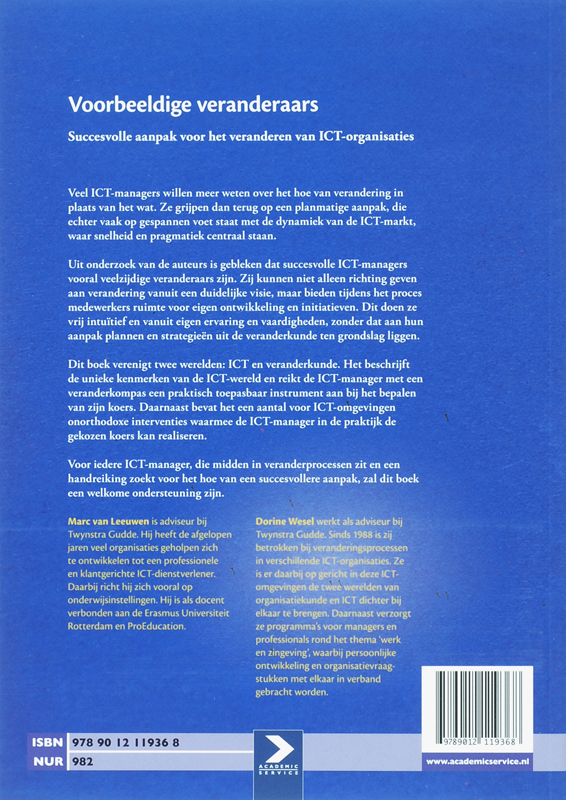 Achterkant van Voorbeeldige veranderaars