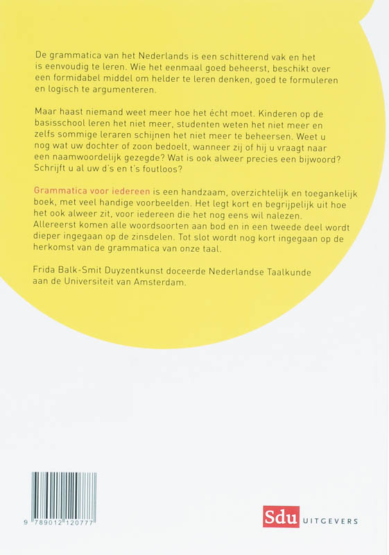Achterkant van Grammatica voor iedereen