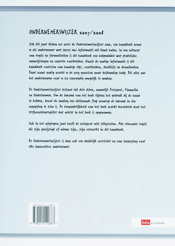 Achterkant van Ondernemerswijzer 2007/2008