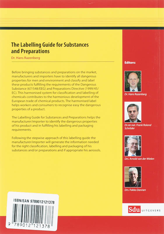 Achterkant van The Labelling Guide for Substances and Preparations