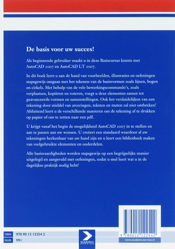 Achterkant van Basiscursus AutoCAD 2007 en LT 2007