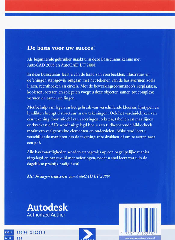 Achterkant van Basiscursus AutoCAD 2008 en LT 2008