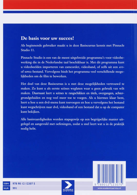 Achterkant van Basiscursus Pinnacle Studio 11