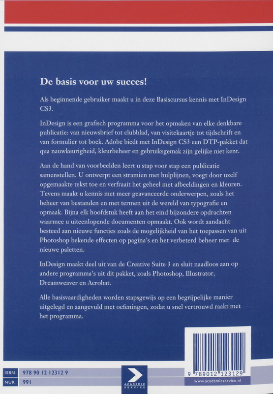 Achterkant van Basiscursus Indesign CS3