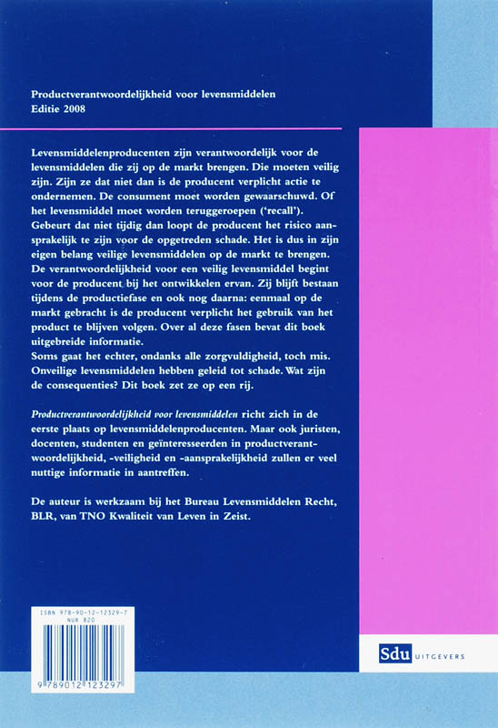 Achterkant van Productverantwoordelijkheid voor levensmiddelen