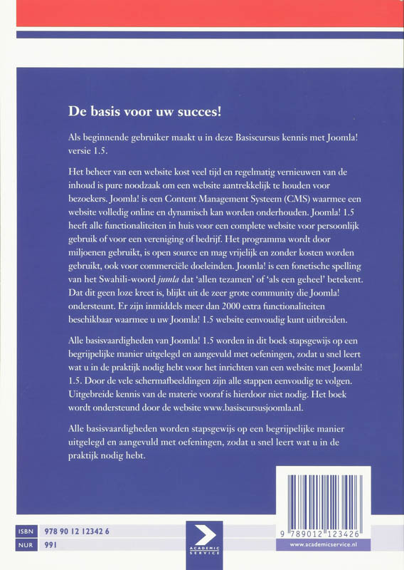 Achterkant van Basiscursus Joomla! 1.5