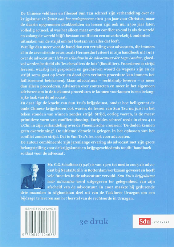 Achterkant van Sun Tzu's krijgskunst van Advocaten