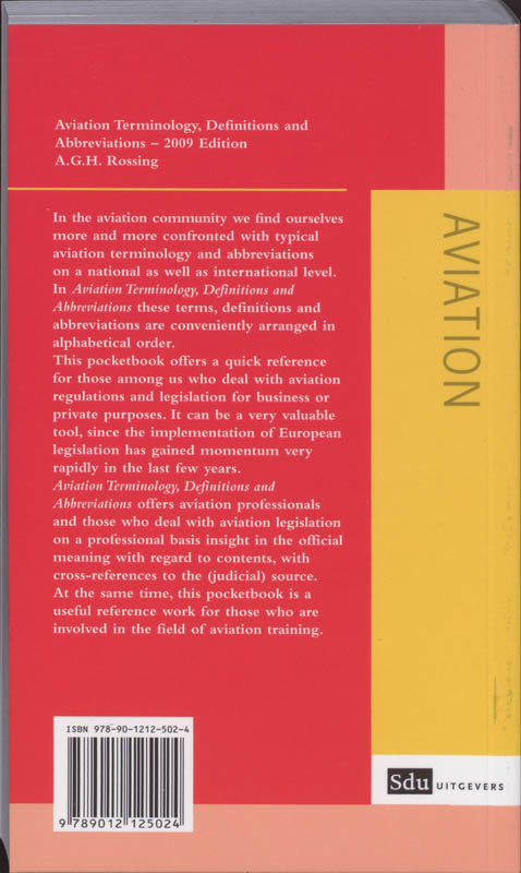 Achterkant van Aviation Terminology, Definitions and Abbreviations edition 2008/2009