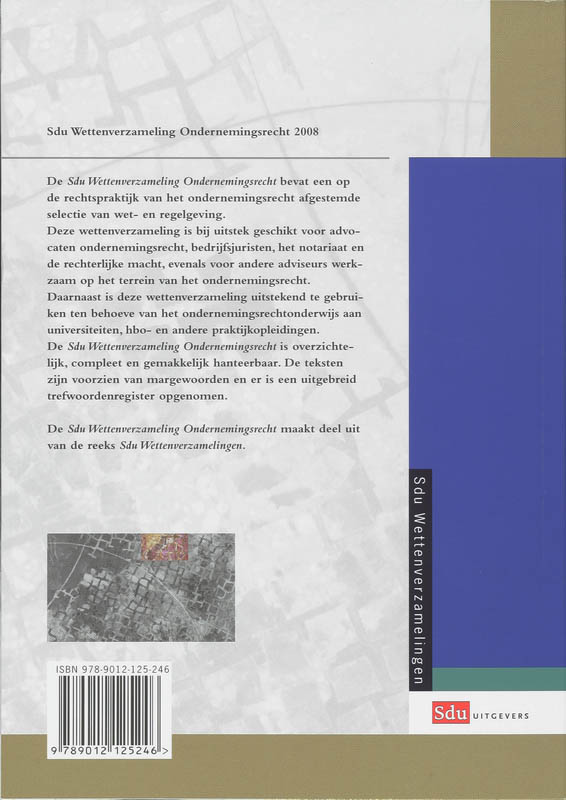 Achterkant van Sdu Wettenverzamling Ondernemingsrecht