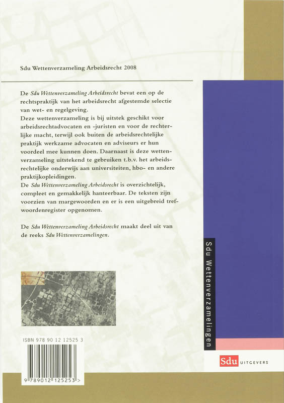Achterkant van Sdu Wettenverzameling Arbeidsrecht