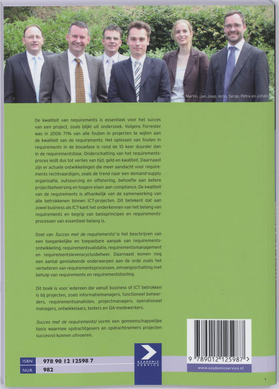 Achterkant van Succes met de requirements