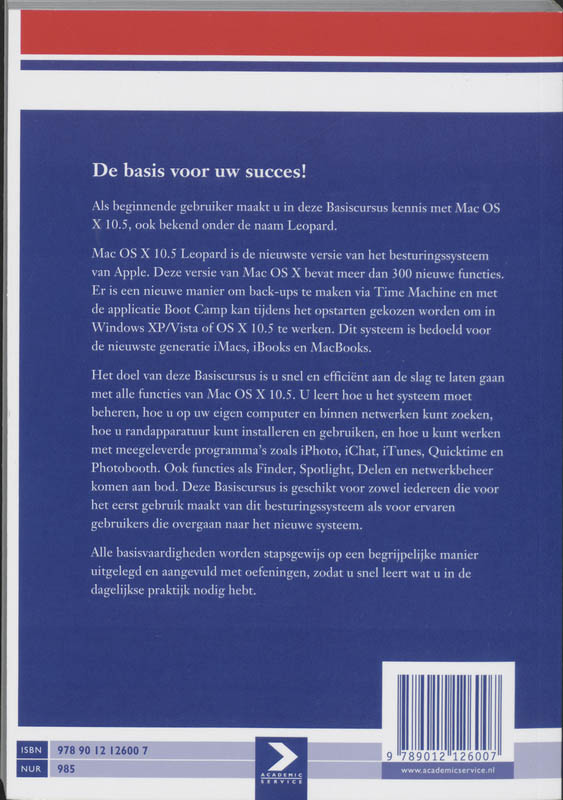 Achterkant van Basiscursus OS X 10.5 (Leopard)