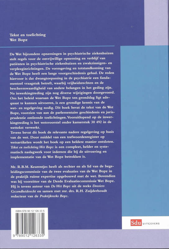 Achterkant van Tekst en toelichting wet BOPZ 2008