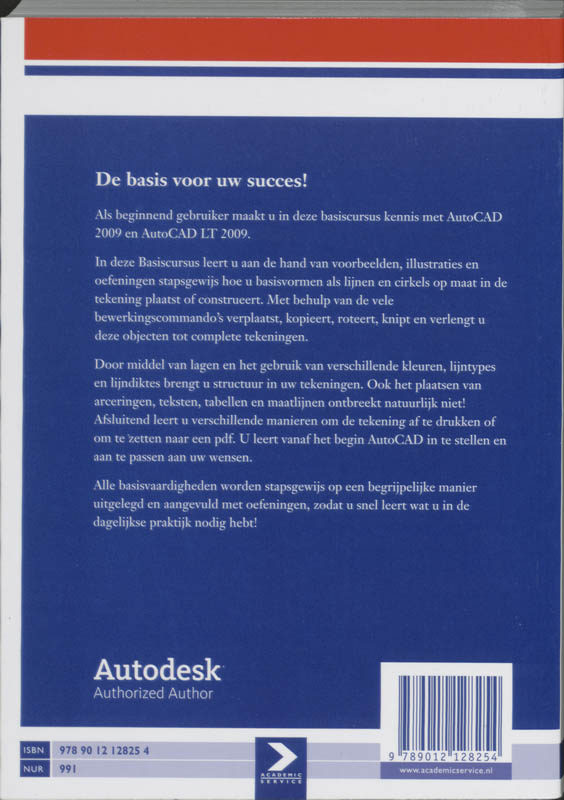 Achterkant van Basiscursus AutoCAD 2009 en LT 2009