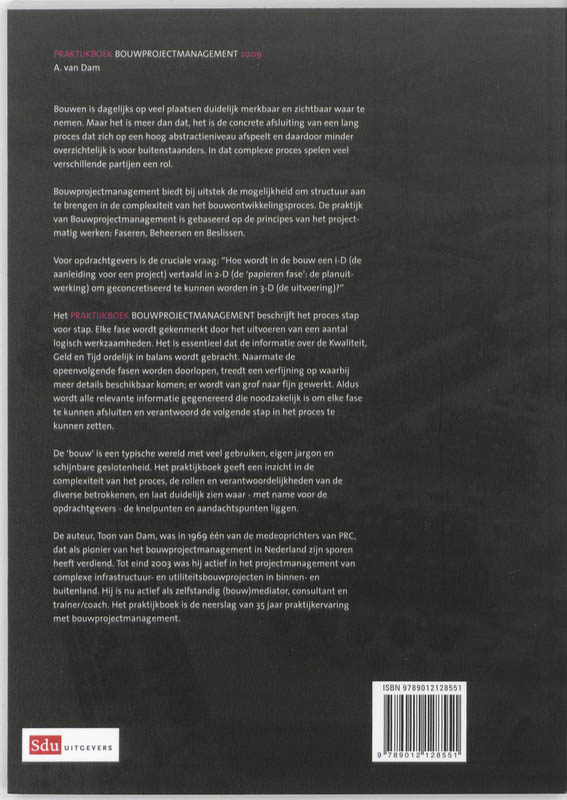 Achterkant van Praktijkboek bouwprojectmanagement