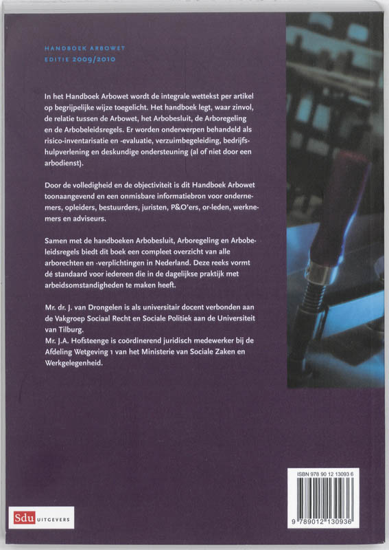Achterkant van Handboek Arbowet 2009-2010