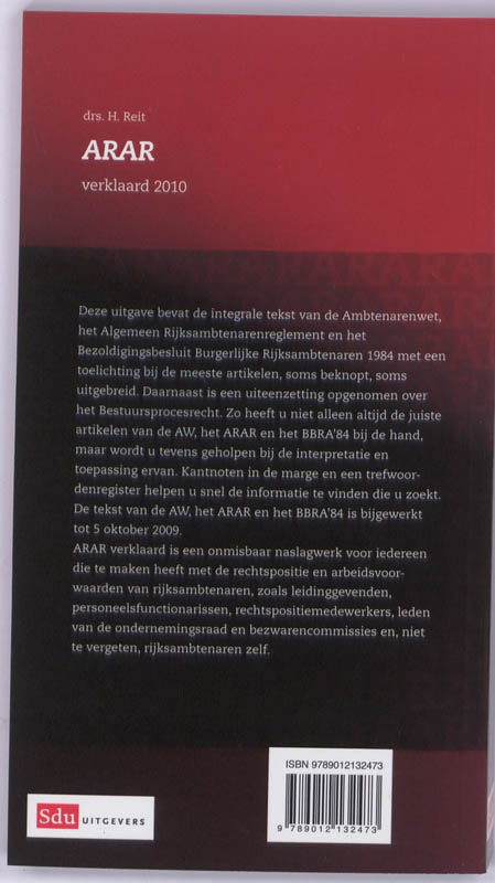 Achterkant van ARAR Verklaard 2010