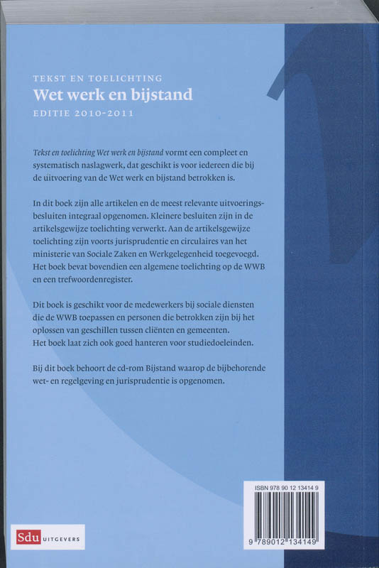 Achterkant van Tekst en toelichting Wet werk en bijstand