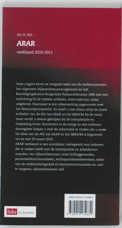 Achterkant van ARAR Verklaard 2010-2011