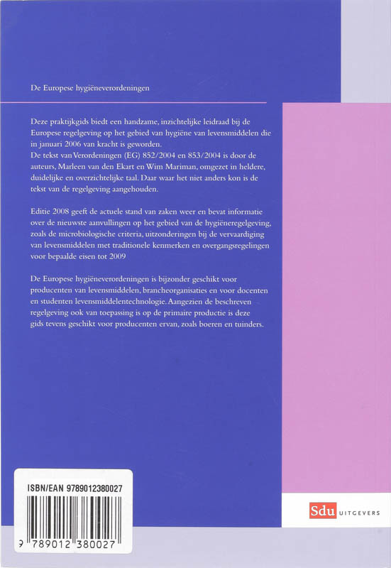 Achterkant van Europese Hygieneverordeningen