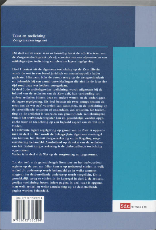 Achterkant van Zorgverzekeringswet 2009
