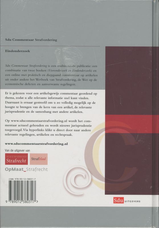 Achterkant van Strafvordering Eindonderzoek 2008-2009