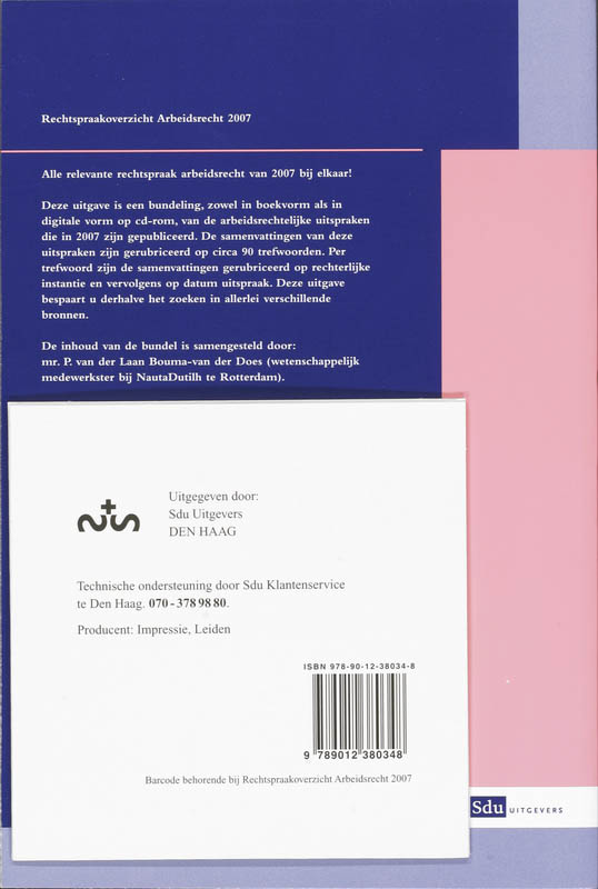 Achterkant van Rechtspraakoverzicht Arbeidsrecht 2007