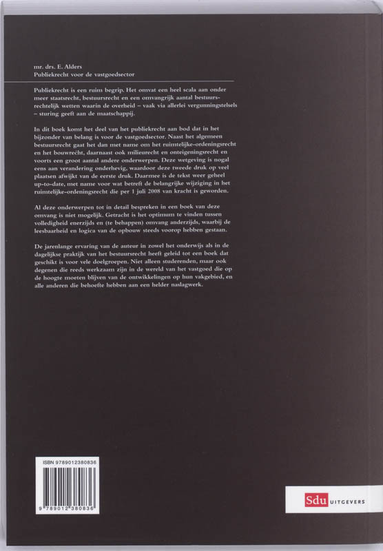 Achterkant van Publiekrecht voor de vastgoedsector 2008-2009