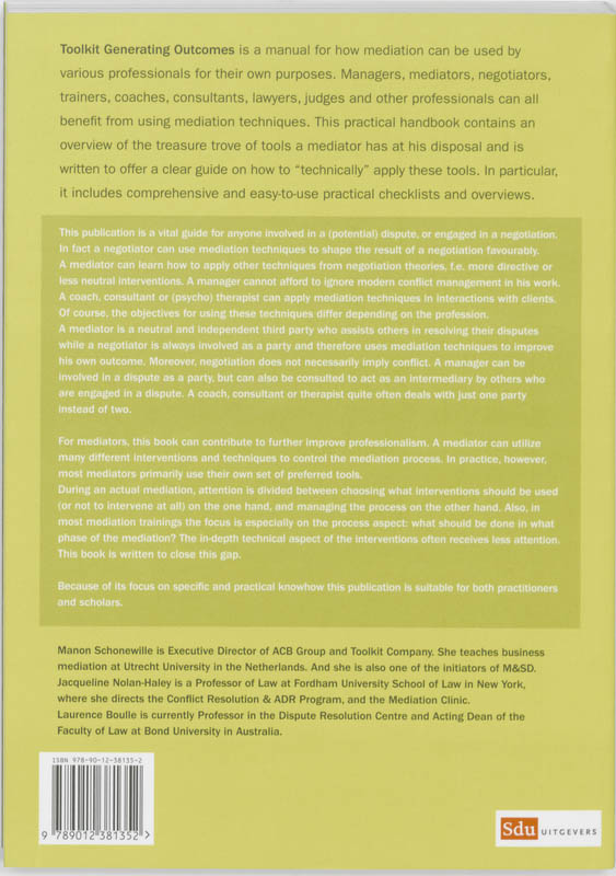 Achterkant van Toolkit Generating Outcomes