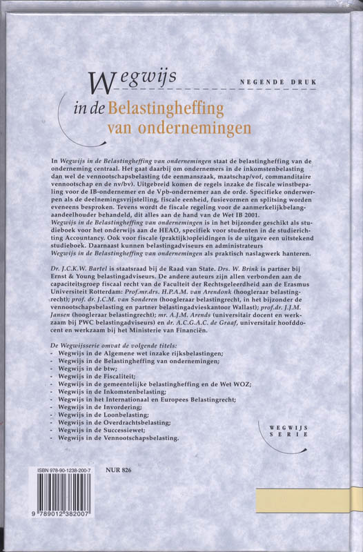 Achterkant van Wegwijs in de Belastingheffing van ondernemingen