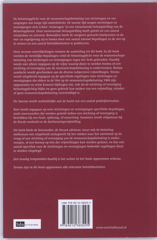 Achterkant van Belastingplicht voor de vennootschapsbelasting van stichtingen en verenigingen