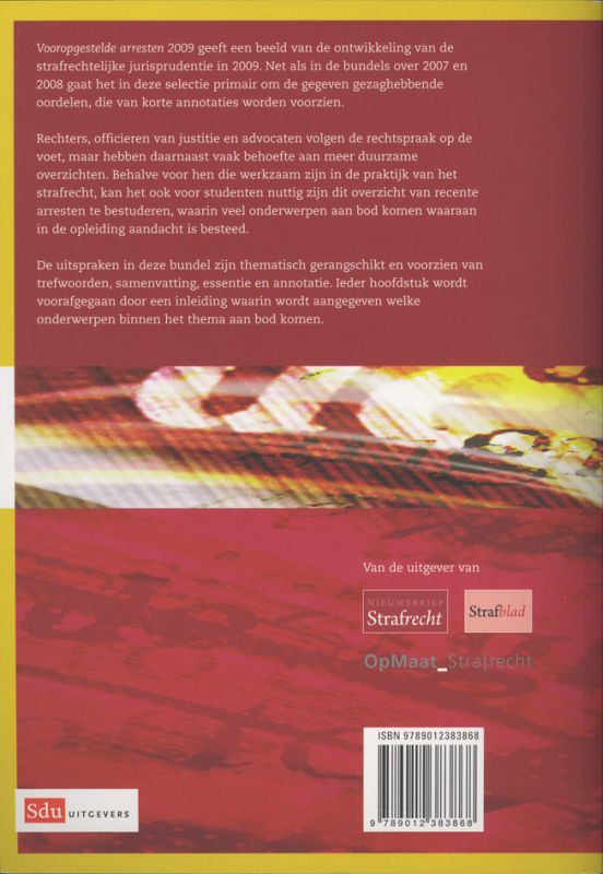 Achterkant van Vooropgestelde arresten 2009