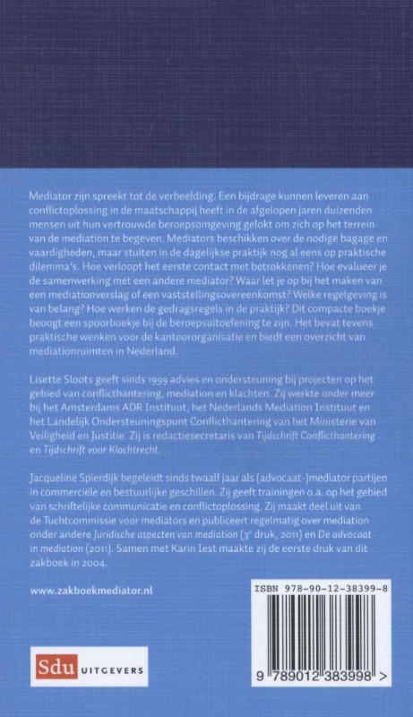 Achterkant van Zakboek voor de mediator