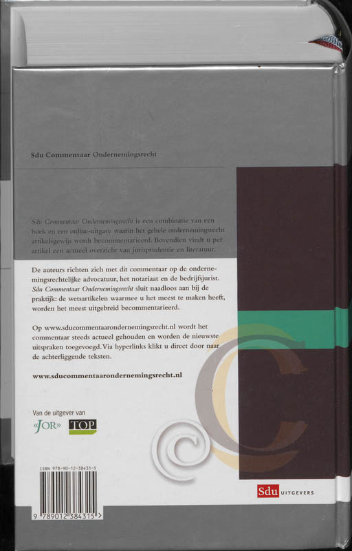 Achterkant van Sdu Commentaar Ondernemingsrecht 2011