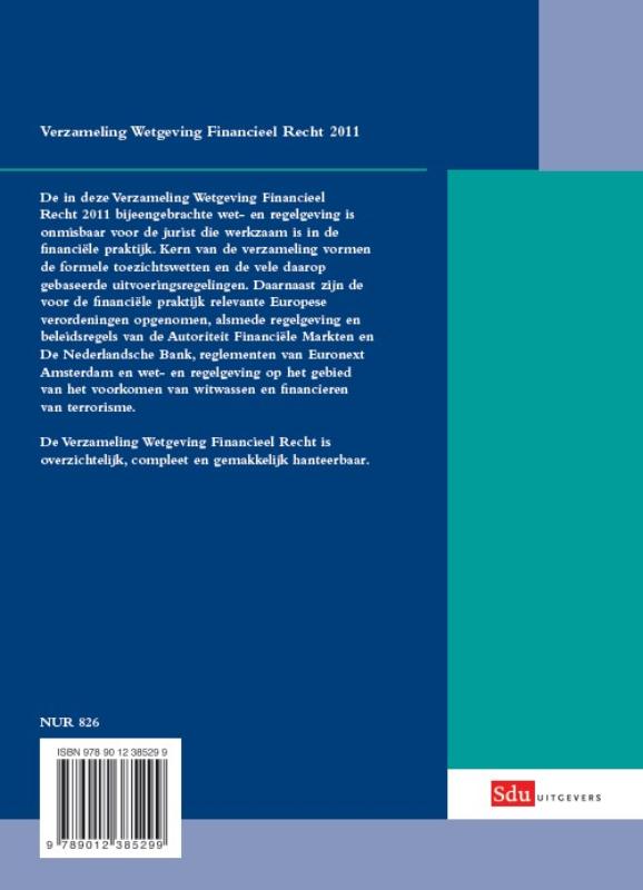 Achterkant van Verzameling Wetgeving Financieel Recht 2011