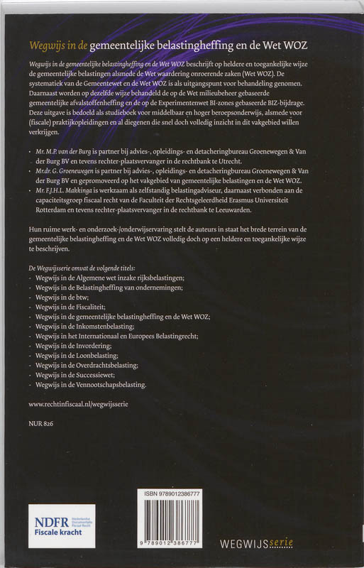 Achterkant van Wegwijs in de gemeentelijke belastingheffing en de wet WOZ