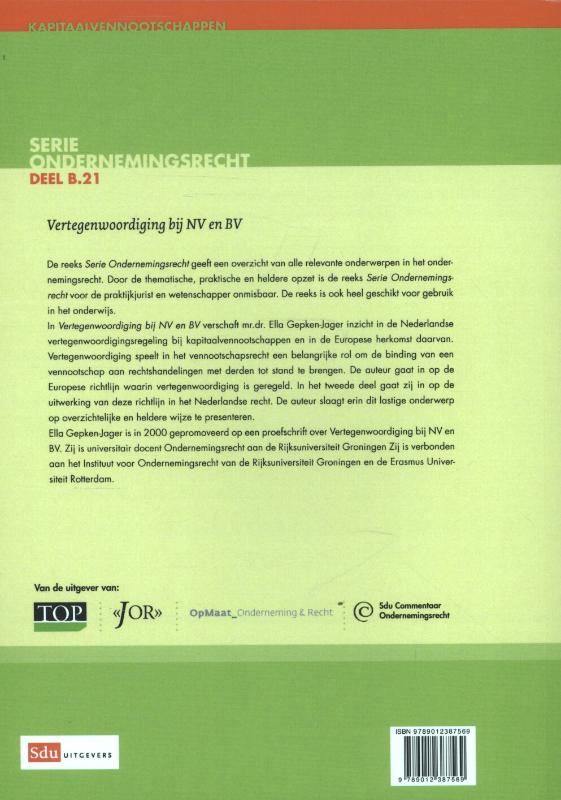 Achterkant van Vertegenwoordiging bij NV en BV