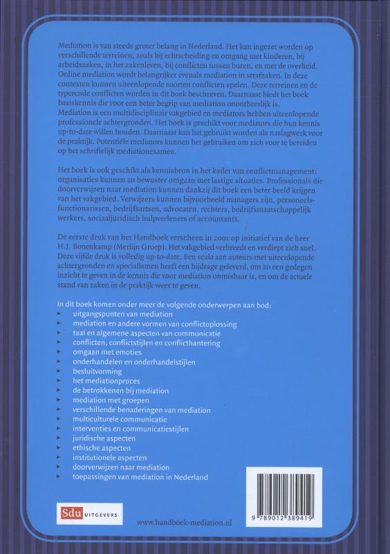 Achterkant van Handboek mediation