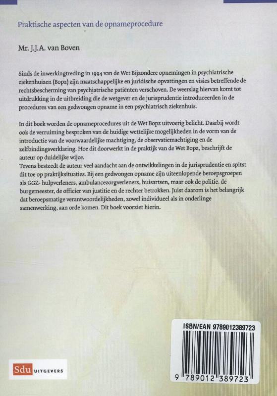 Achterkant van Praktische aspecten van de opnameprocedure