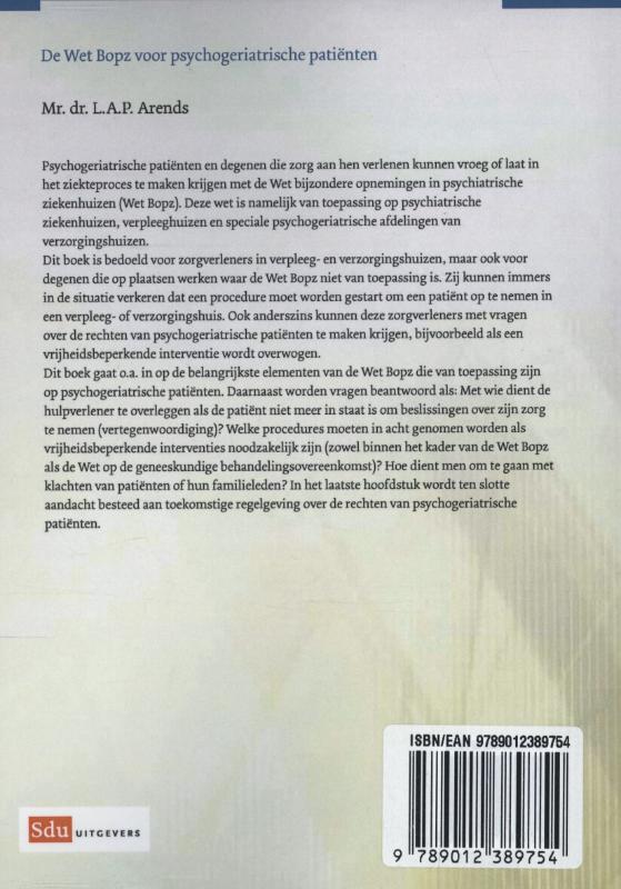 Achterkant van De Wet Bopz voor psychogeriatrische patienten