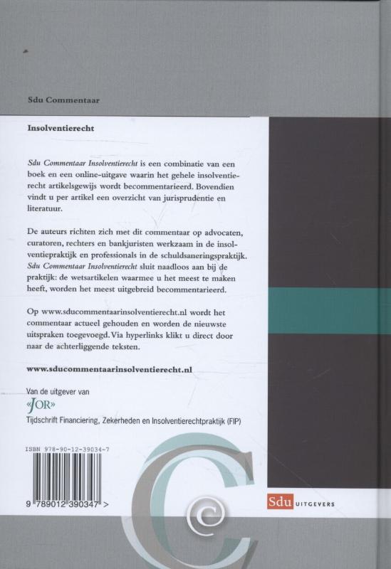 Achterkant van Sdu commentaar insolventierecht