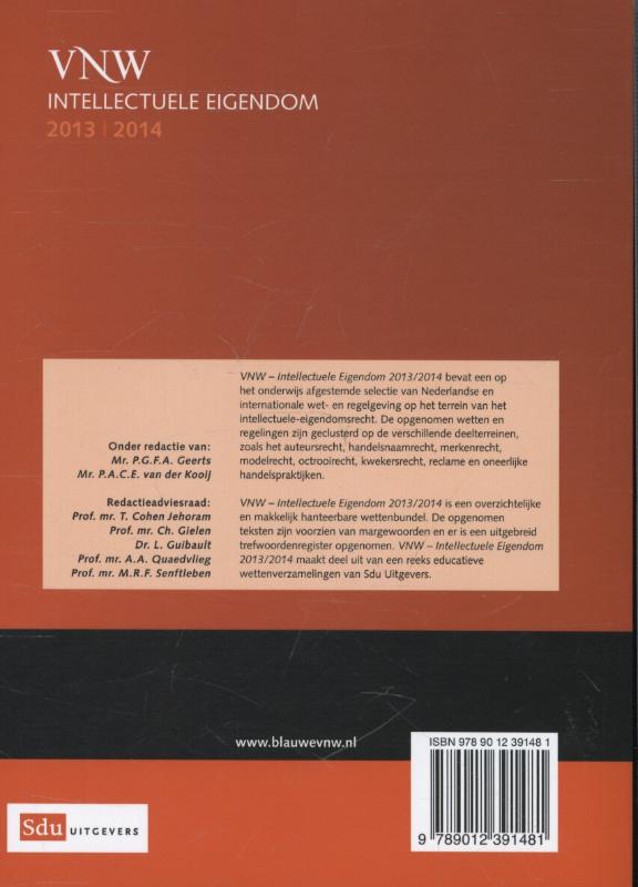 Achterkant van Intellectuele Eigendom Studiejaar 2013/2014
