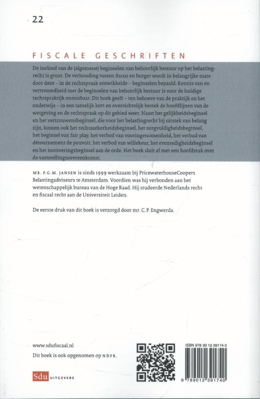 Achterkant van Beginselen van behoorlijk bestuur in het belastingrecht.