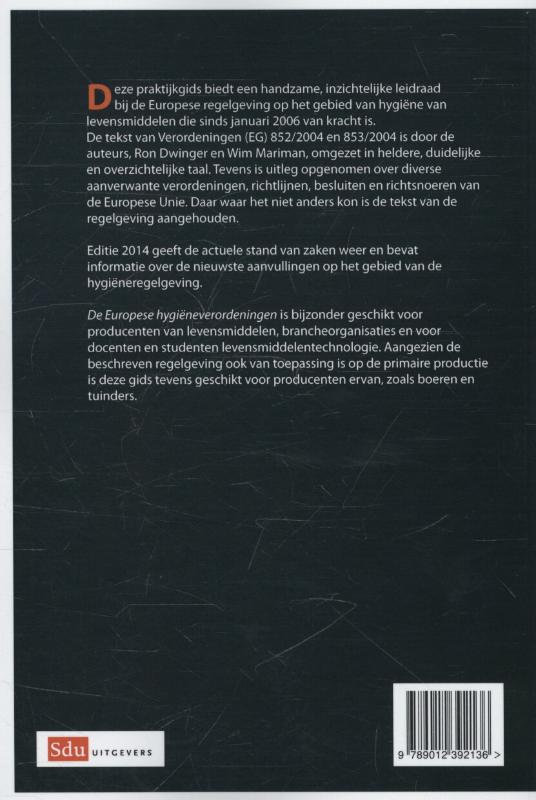 Achterkant van De Europese hygieneverordeningen