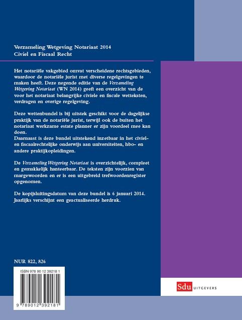 Achterkant van Verzameling wetgeving notariaat