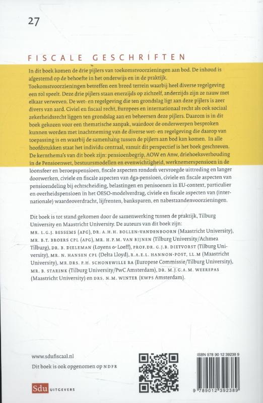 Achterkant van Pensioen en de belangrijkste toekomstvoorzieningen