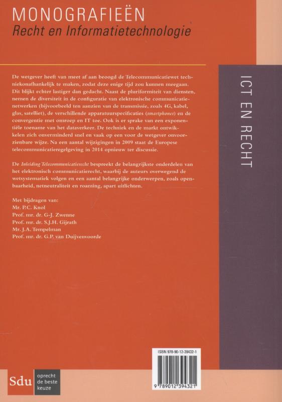 Achterkant van Inleiding telecommunicatierecht