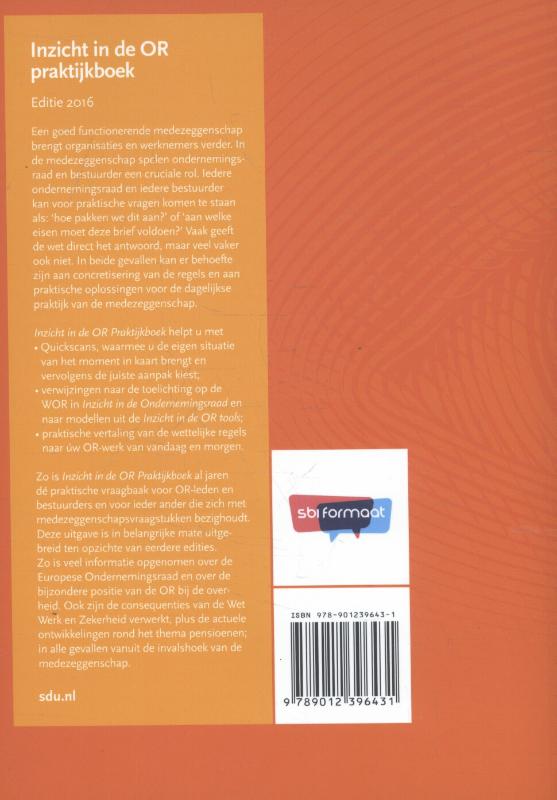Achterkant van Inzicht in de OR Praktijkboek 2016