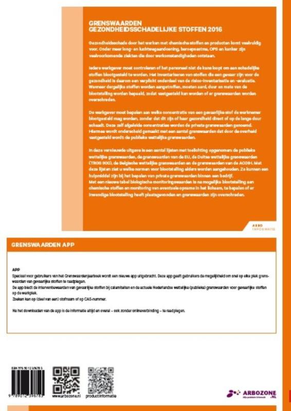 Achterkant van Grenswaarden gezondheidsschadelijke stoffen 2016